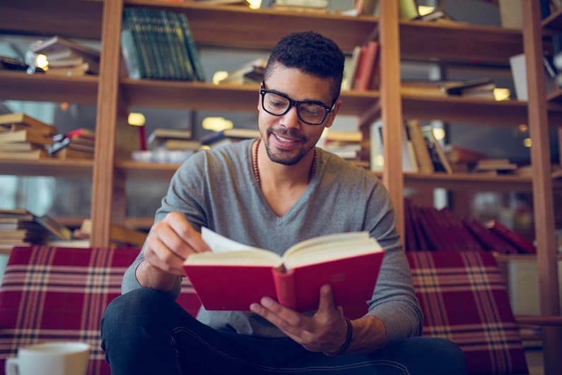 man reading a book